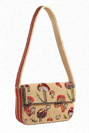 Orchard Delight Mushroom Beaded Bag