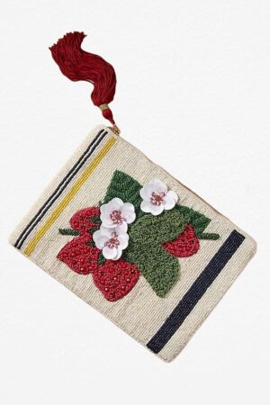 Orchard Delight Strawberry Bloom Beaded Wallet