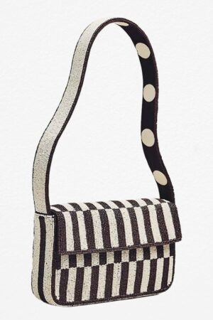 Zayana Beaded Bag: Chocolate Stripe (Geometric Edition)