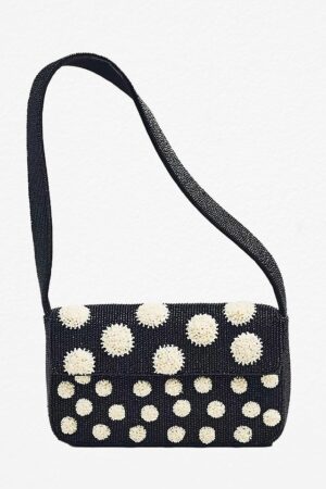 Zayana Beaded Bag: Black & White Dot (Geometric Edition)