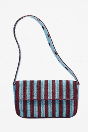 Zayana Beaded Bag: Blue Stripe (Geometric Edition)